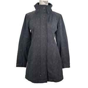 Title Nine Womens Grey Geometric Swirl Softshell Funnel Neck Trench Coat Small